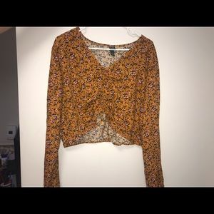 Burnt yellow/orange flower crop top